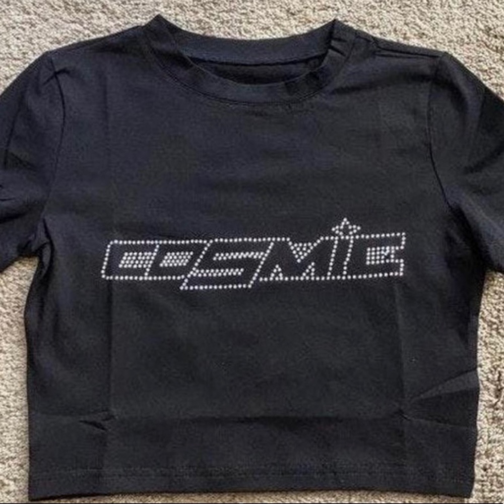 Cosmic rhinestone baby tee short sleeve crop top